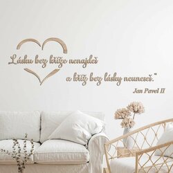 Náboženská nálepka ze dřeva - Láska a kříž | Dub Sonoma