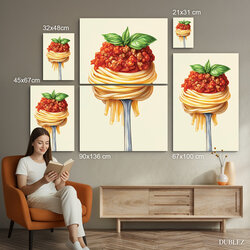Food art obraz - Špagety Bolognese | 90x136 cm
