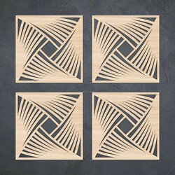 Sada 4 ks drevených podložiek pod pohár - Abstrakcia