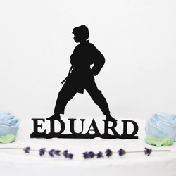 3D tortadísz névvel - Karate | Fekete