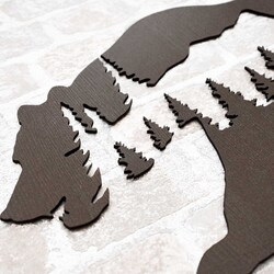 Drevená nálepka na stenu - Medveď v horách | Wenge