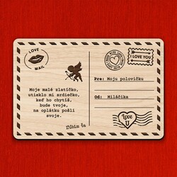 Valentínska pohľadnica z dreva - Darček z lásky 