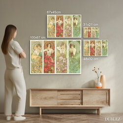 Tablou pe lemn Alfonz Mucha - Les Fleurs