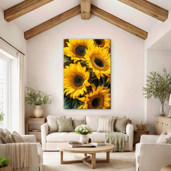 Dřevěný obraz slunečnic