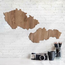 Dřevěné mapy na zeď - Česko a Slovensko | Dub tabákový
