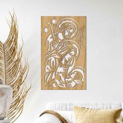 Wooden Wall Art of the Holy Family | Gold Craft Oak
