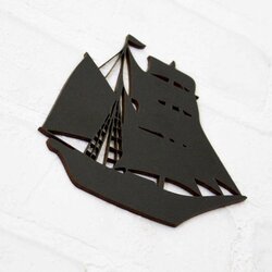 Wooden Wall Sticker - Ship | Black
