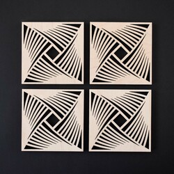 Sada 4 ks drevených podložiek pod pohár - Abstrakcia