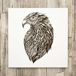 3D Wooden Engraved Wall Art - Eagle | White