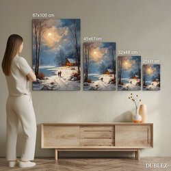 Winter scene - Cabin by the lake