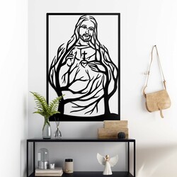 Wooden Wall Art - Sacred Heart of Jesus | Black
