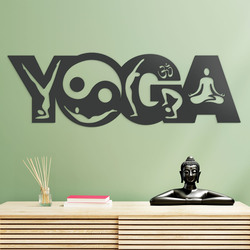 Wooden Wall Art - Yoga | Anthracite Gray