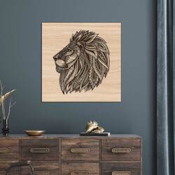 3D Wooden Engraved Wall Art - Lion | Beech plywood