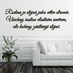Dřevěná samolepka na stěnu - citát o rodině | Wenge