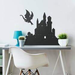 Wooden Halloween Decoration - Castle and Dragon | Anthracite Gray