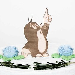 Dřevěná postavička na dort - Krtek