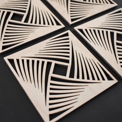 Sada 4 ks drevených podložiek pod pohár - Abstrakcia