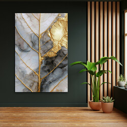 Glamour obraz - Zlatý list v mramore