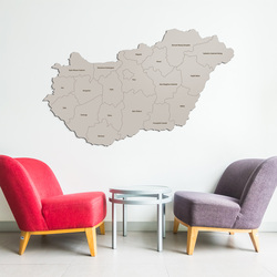 Drevená mapa na stenu - Župy Maďarska | Kašmír