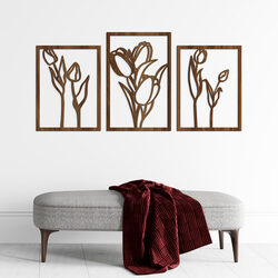 3-piece Wall Art - Tulips in Frame | Walnut