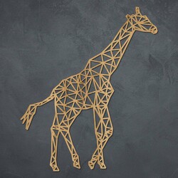 Wooden Wall Art - Polygonal Giraffe | Gold Craft Oak