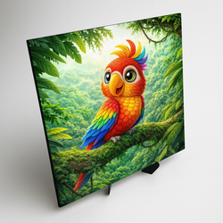 Drevený obraz do detskej izby - Papagáj