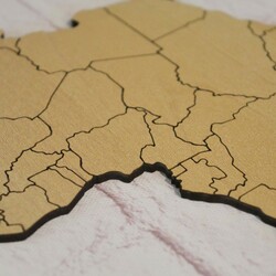 Wooden 3D World Map with Marked State Borders | Maple