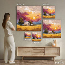 Malovaný obraz - Západ slunce nad polem