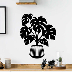 Wooden Wall Art - Monstera Flower | Black