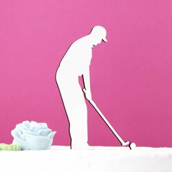 Drevený zápich do torty - Golfista | Biela