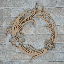 Door Hanging Wreath - Spring Flowers | Beech plywood
