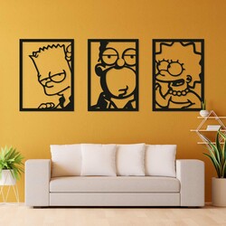 3-piece Wooden Wall Art - The Simpsons | Black