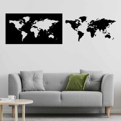 2in1 Wooden World Maps - Picture and 3D Map | Black