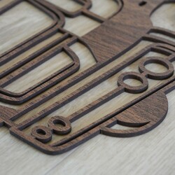 Wooden Sticker for Children&#039;s Room - Cars 5 pcs | Walnut