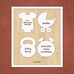 Tabulka se jménem a porodními údaji | Bílá / Javor