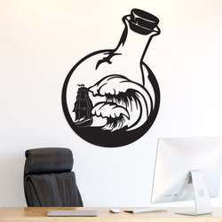 Wooden 3D picture - Sailboat in the waves | Black