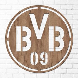 Wooden Logo of Football Club - BVB | Tobacco Oak