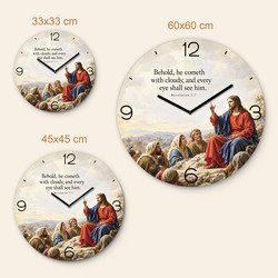 Christian wooden clock with Jesus - Promise of return