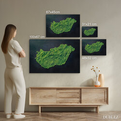 Machový obraz na stenu - Mapa Maďarska (UV tlač)