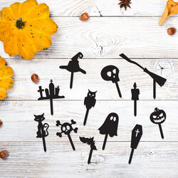 Halloweenské zápichy na muffiny 12 ks | Čierna