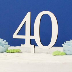  Čislica do torty z dreva 40  | Biela