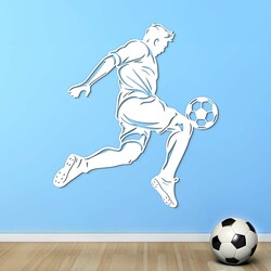 Wooden Sports Wall Art - Footballer | White
