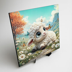 Drevený obraz pre deti - Ovečka na lúke