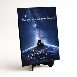 Tablou personalizat din lemn - Cerul înstelat cu nume și dată