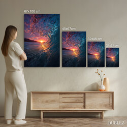 Colorful painting - Sea wave at sunset