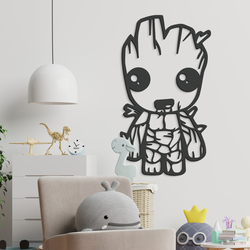 Dřevěný obraz - Baby Groot | Antracitově-šedá