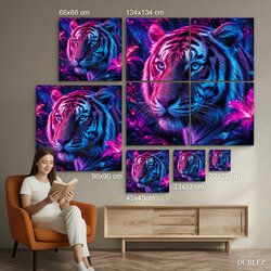Modern falikép - Neon tigris | 134x134 cm