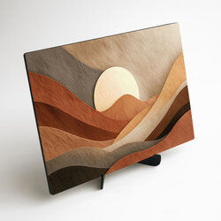 Drevený boho obraz - Púštne slnko