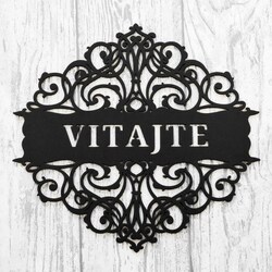 Drevená ozdoba na dvere s nápisom Vitajte | Čierna