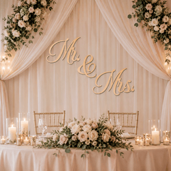 Drevený svadobný nápis - Mr. &amp; Mrs. | Javor